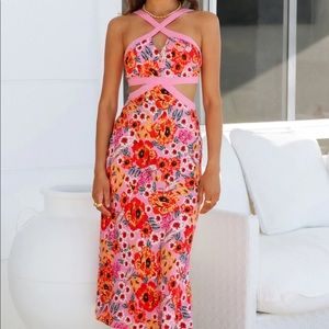 Hello Molly CUTELY PREPPY MIDI DRESS PINK